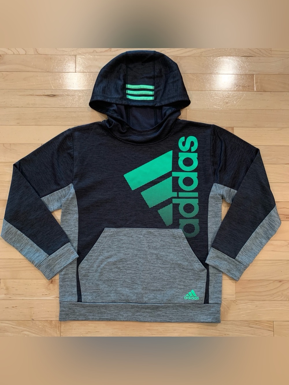 Adidas Youth Boys Hoodie – Gray Green Size Medium 10/12 Hooded Sweatshirt